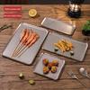 Rechteckige Edelstahl-Schale Retro Rustikale BBQ-Platte für Braten Industrieller Stil Hot Pot Gericht für Zuhause Camping Küche