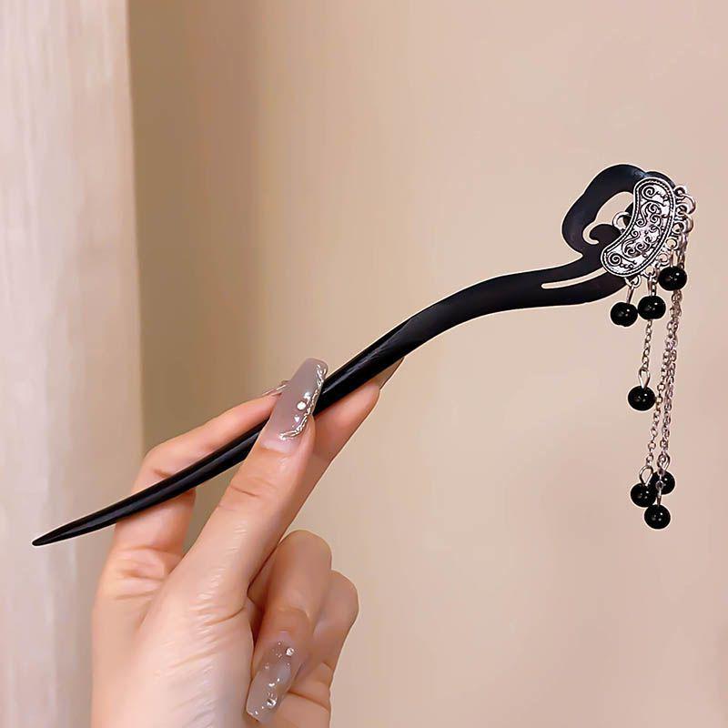 

Деревянная шпилька для волос «Ретро Магнолия» 2024 года с кисточкой из ландыша: Простой аксессуар для пучка для ханьфу и чонсама