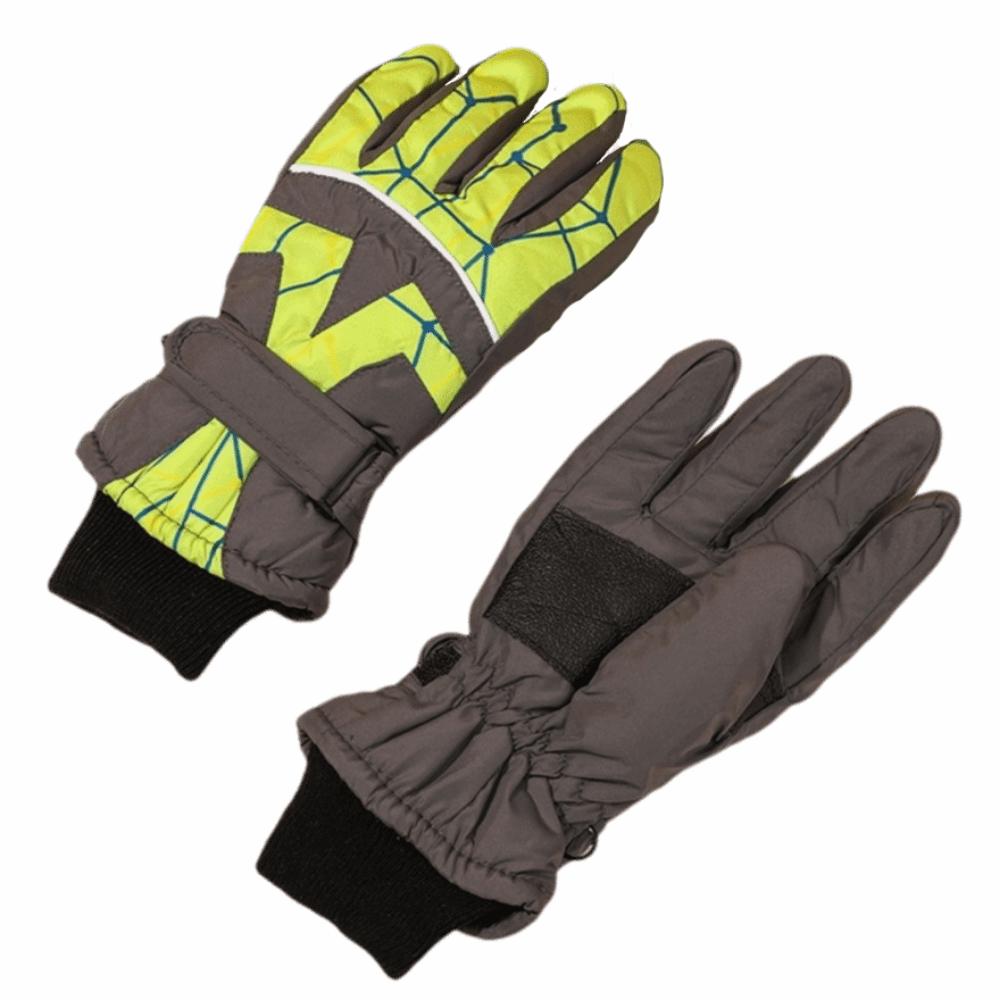 Waterproof Kids Ski Gloves Thicken Winter Snowboard Gloves Outdoor Thermal Gloves  Winter Season зелёный