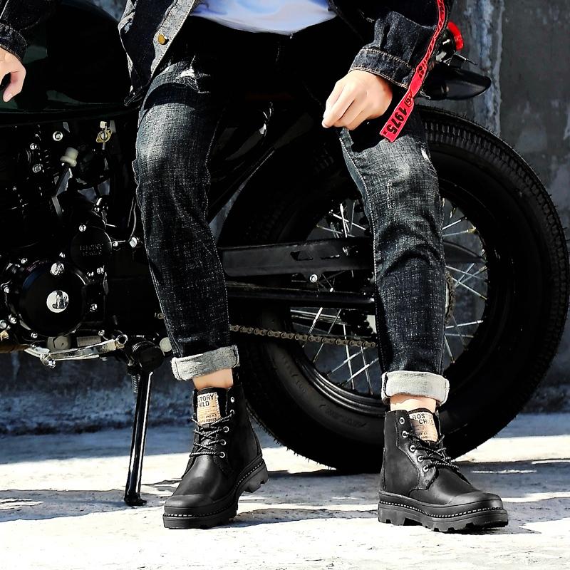 Newest Luxury Mens Snow Boots Genuine Leather Punk Shoes Winter Warm Plush Motorcycle Male Footwear Military Tactical Boots For Man