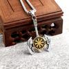 Nordic Style Viking Stainless Steel Double-Headed Axe and Snowflake Pendant.