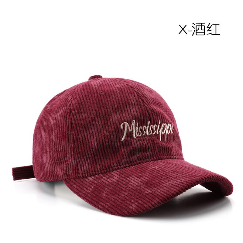 Personalized Female Retro Soft Top Corduroy Letter Embroidered Cap Outdoor Men's Sunscreen Baseball Cap