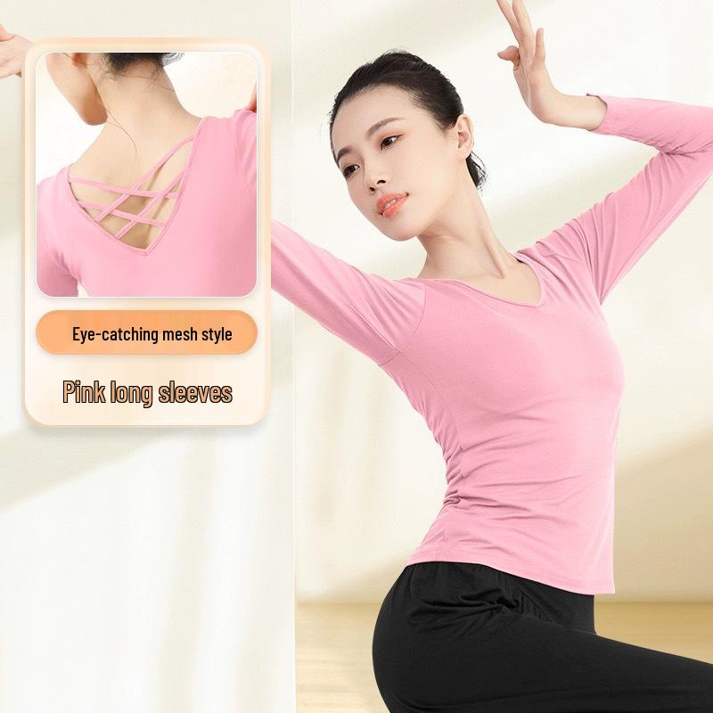 Black Long Sleeve Dance Practice Suit for Square Dance and Art School Training