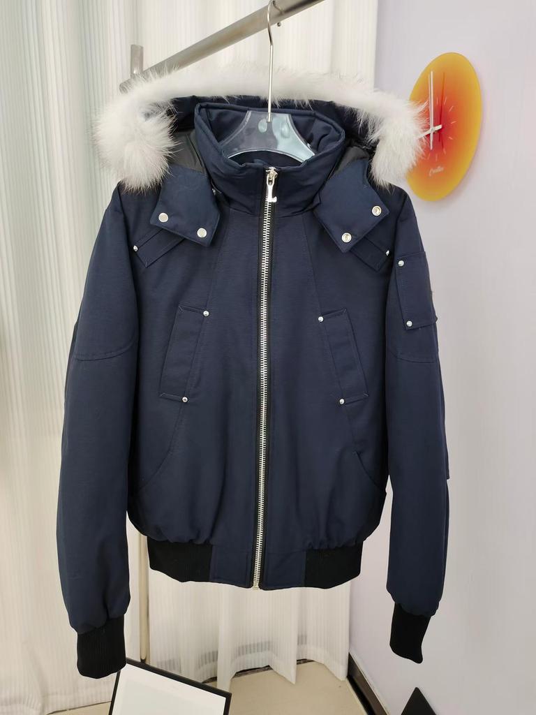 Men's Hooded Moose Down Jacket with Fox Fur Collar