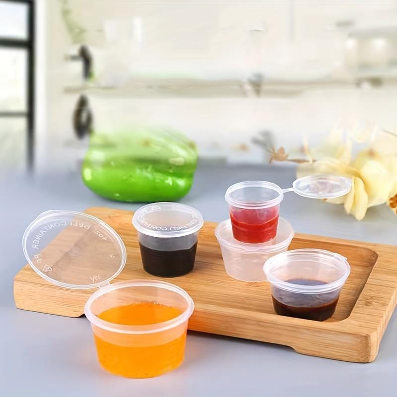 50pcs Disposable Seasoning Cups Clear Leak-proof Condiment Containers  with Lids for Sauce Yogurt Portable Travel Party Supplies