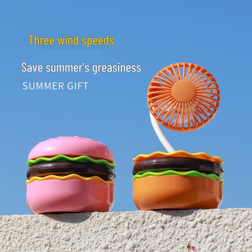 USB Charger Hamburger & Fries Desktop Fan - Cute & Fun Student Desk Ornament