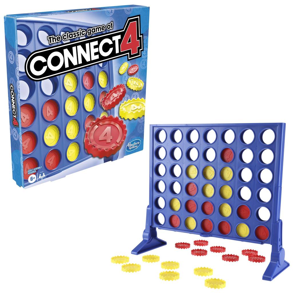Hasbro Connect Four In a Ages 6 and Strategy Board Game for Families and Tabletop Competitive Board Brain Christmas Authentic Product Four Row, Up,