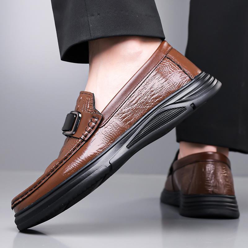 Fashion Luxury Men Penny Loafers Leather Slip on Casual Business Shoes Mens Wedding Dress Flats 2025 New Party Fashion Walking Shoes