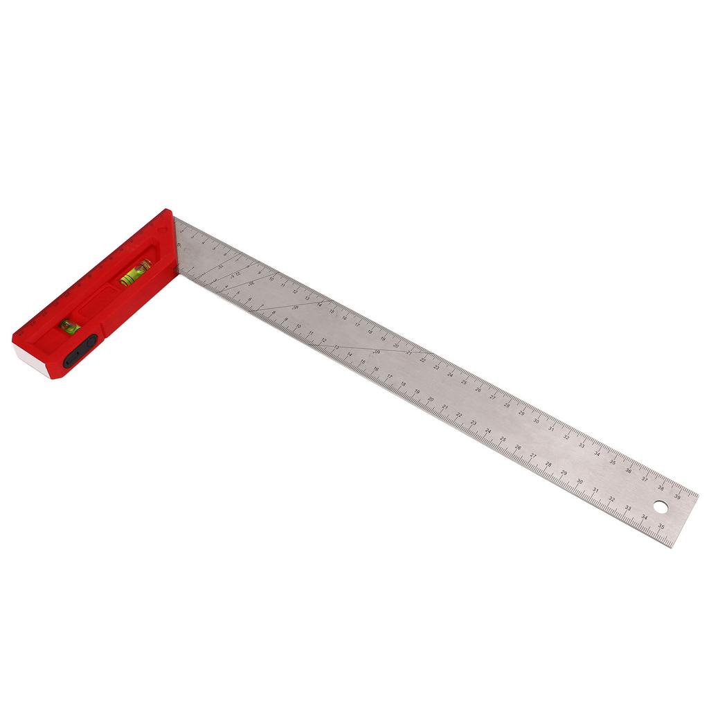 Woodworking Square Carpenter Professional Measurement Ruler 90 45 Degree with Level Bubble 40cm