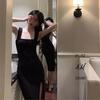 2024 Sexy One-Shoulder Black Suspender Skirt with Slit
