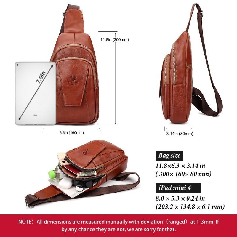 Férfi egyvállas kontyfelső réteg marhabőr crossbody táska férfi bőr férfi ingázó mellkastáska