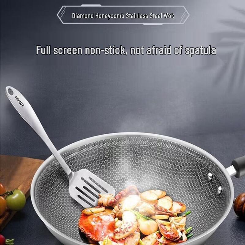 

Supor Crystal Diamond Honeycomb Non-stick Stainless Steel Wok