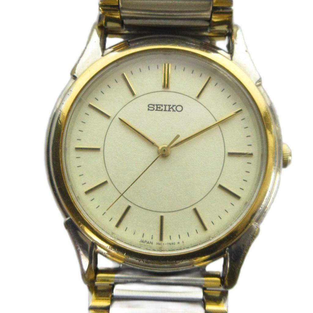 SEIKO Wristwatch Quartz Logo Silver Gold Color 7n01-7140 GY18/MQ Men's