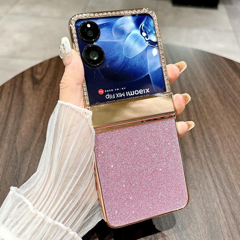 For Xiaomi Mix Flip 5G Case Hinge Protection Rhinestone Glitter PC Phone Cover