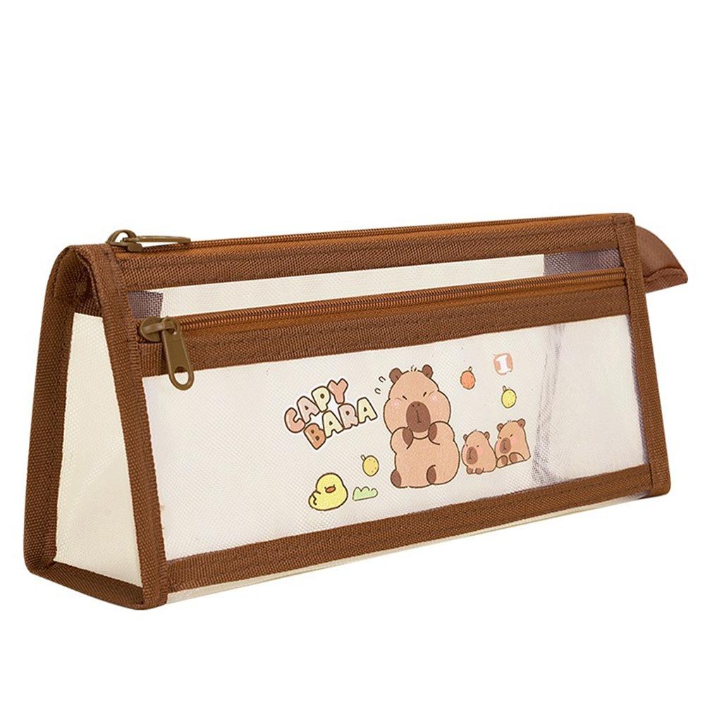 Mesh Pen Bag Capybara Stationery Bag Multi-functional Pencil Case  Gift