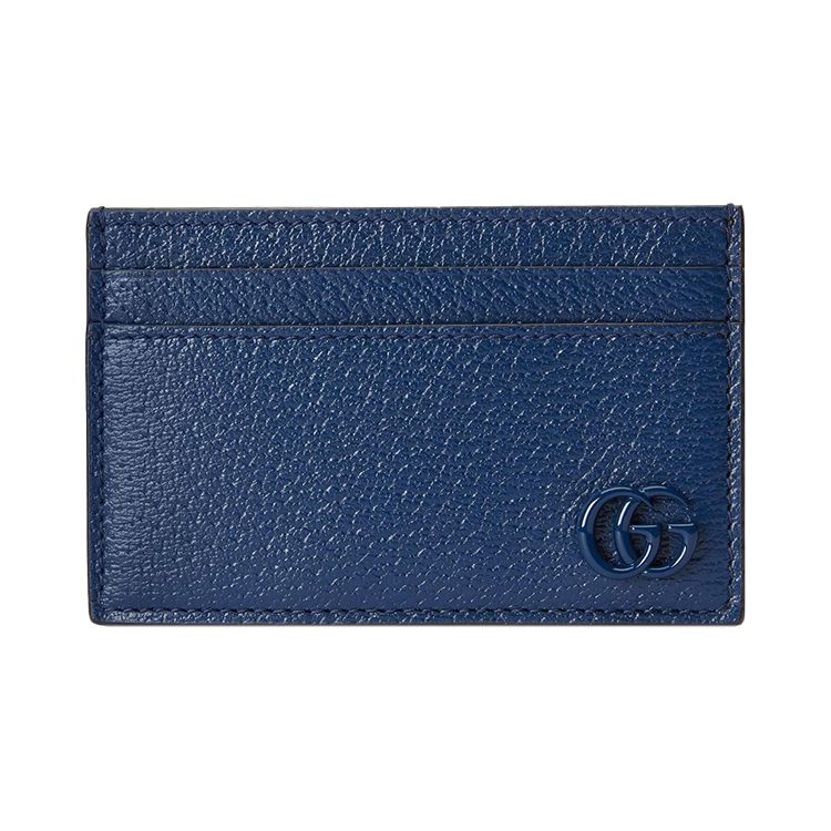 Gucci GG Blue Textured Leather Card Holder, Tone-on-Tone Double G Logo,Men s Daily Business Travel Card Case 657588-1T56F-4236 Gift Set(Basic Set+Box+Shopping Bag)