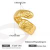 Vintage Stainless Steel Flower Texture Wide Ring for Women 18K PVD Gold Plated Waterproof Adjustable Finger Jewelry Gifts