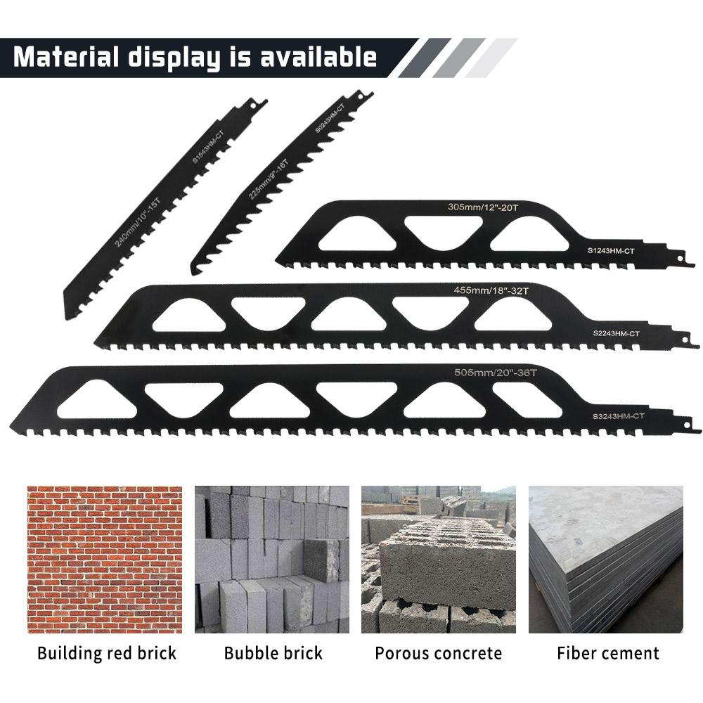 Säbelsägeblätter aus Hartmetalllegierung, Blasenziegel, Hohlziegel, Beton, Stein, Abbruch-Schneidwerkzeuge, Renovator-Sägen