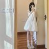 Small White Sleeveless Puffy Short Skirt Women's Summer New Niche Bud Design Vest Dress