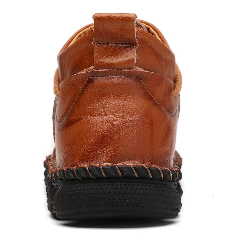 Men's Leather Boots Handmade Casual Ankle Boots for Men Zipper Shoes for Male 39-48