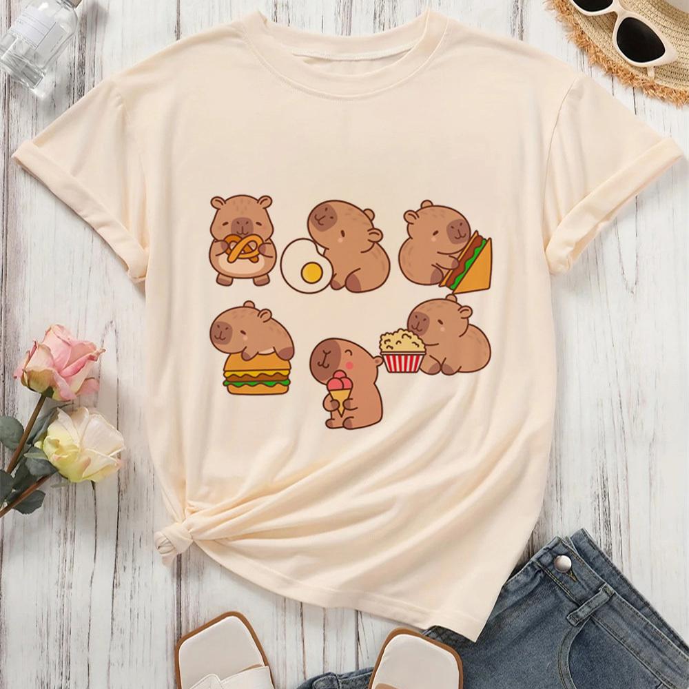 Capybara Kapibara shirt female Breathable kawaii Grunge Trendy top tees Colorful harajuku Y2k Breathable Grunge Comfortable