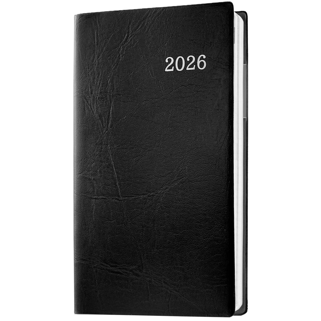 2026 A6 Weekly Diary with Monthly PVC Black December Blocks, Cover, (Starts 2025)