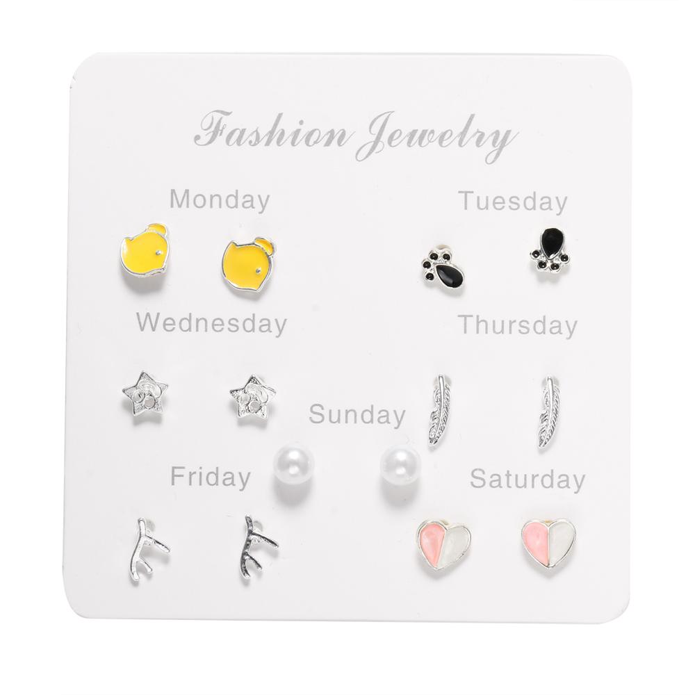 Boucles d'oreilles 6 paires/ensemble Boucles d'oreilles élégantes à breloques Boucles d'oreilles élégantes pour tempérament Bijoux pour femmes Cadeaux