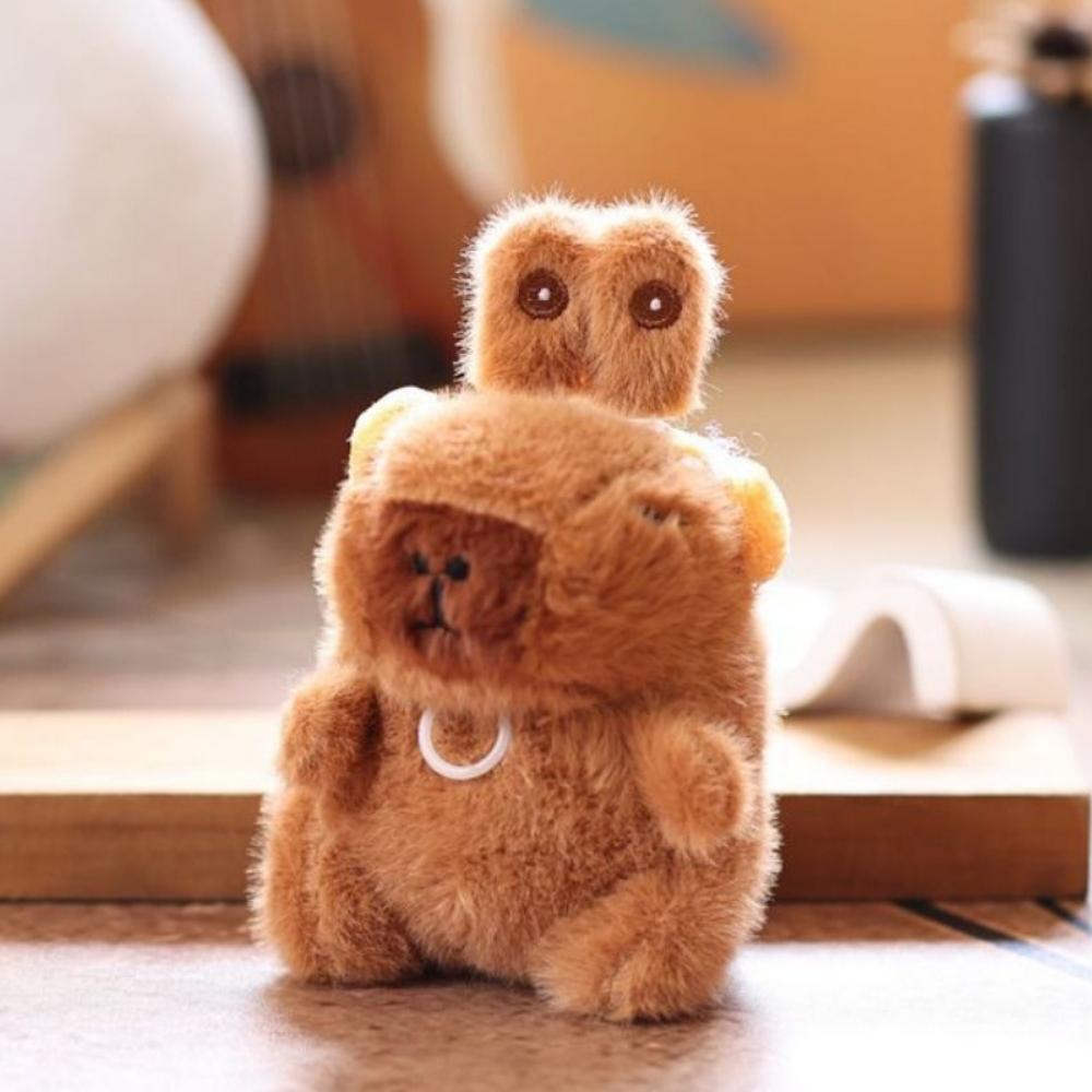 Movable Bunny Ears Capybara Plush Pendant Pull Rope Capybara Plushie Doll  Bag Hanging