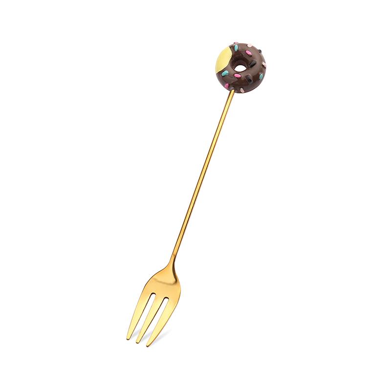 Cute Stainless Steel Donut Shaped Spoon Fork Ice Cream Cake Dessert Spoons Coffee Stirring Spoon Candy Cartoon Teaspoon