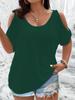 Women's Plus Size Solid Cold Shoulder Short Sleeve Milk Silk Casual T-Shirt Top