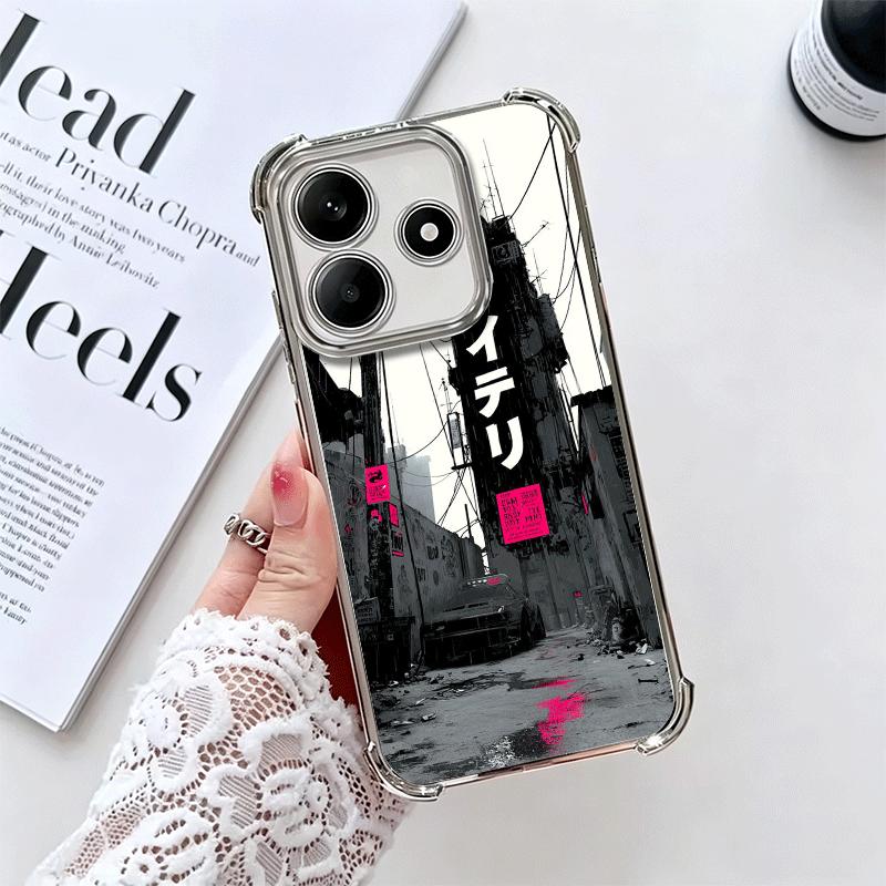 Cyberpunk Aesthetics Plating Phone Case For Xiaomi Redmi Note 14 15 Pro Plus 13 12 11 11S 11T 10 9S 9 5G Anti-Fall Airabag Cover