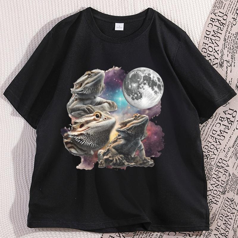 Funny Bearded Dragon T Shirts Casual Cotton Short Sleeve Tshirt Loose Round Neck Oversized Y2k Clothing High Qualty Tees