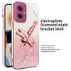 KADEM For Motorola Moto G55 5G Case Dragonfly Kickstand TPU Flowers Glitter Phone Cover