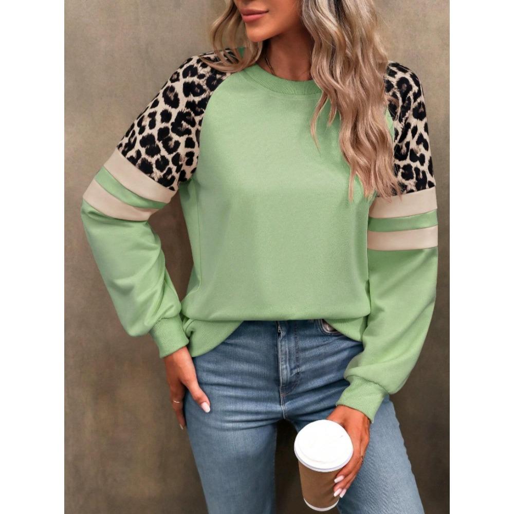 Women's New Autumn and Winter Leopard Print Multi-color Long-sleeved Loose Sweatshirt