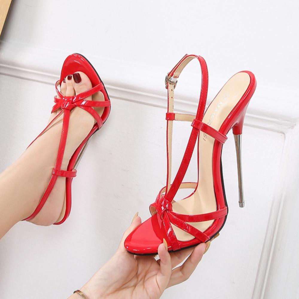 Nouvelles Sandales Européennes Métal Fines à Talons Aiguilles Très Hauts Grandes Tailles Pour Reine de Boîte de Nuit Crossdresser Spectacle WZ-C16-55