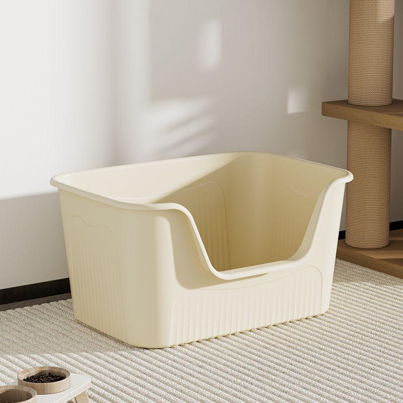 

Litter Box Oversized Open Cat Toilet Anti-Splash Pad Cleaning New Litter Box Large Size Big Mac [Milk White] 43.5*36.5*22cm (send litter shovel)