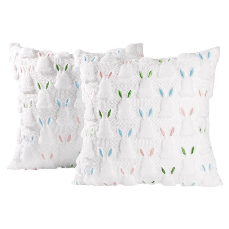 Double Pack Decorative Pillowcases Stitched Rabbit Pattern Easter Decoration Pillow Cover Soft Fabric