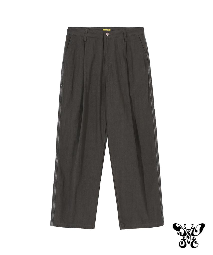 Ssoji Laren Semi-Wide Stitch Pants (Khaki)