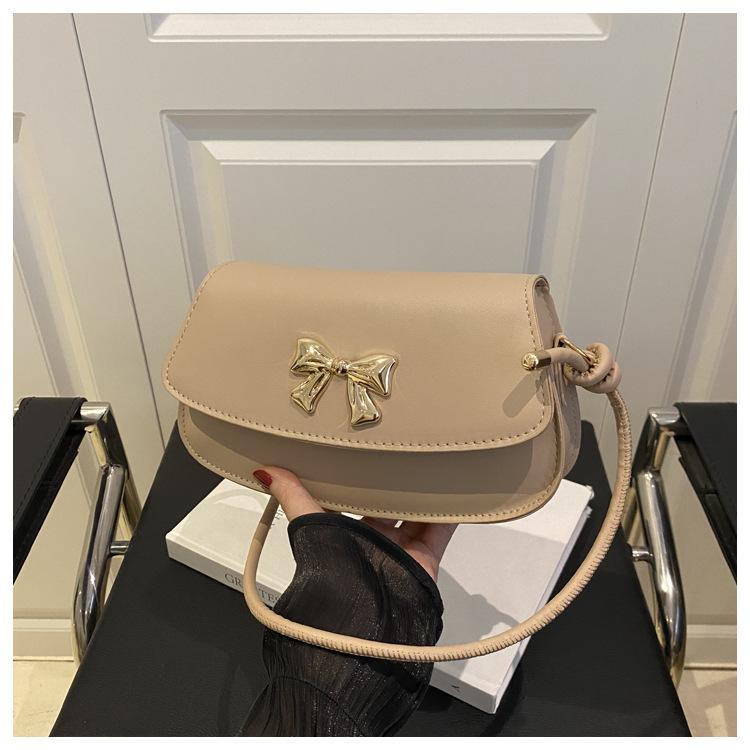 

Solid color 2025 summer new fashion niche design shoulder bag casual versatile foreign style bow messenger bag