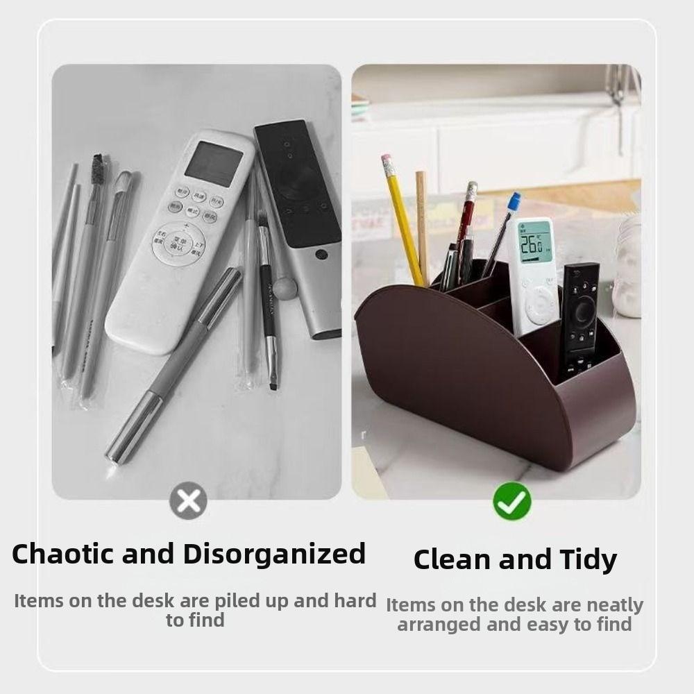 5 Compartments Remote Control Holder Solid Color Simple Makeup Brush Storage Bucket Multifunctional Stable