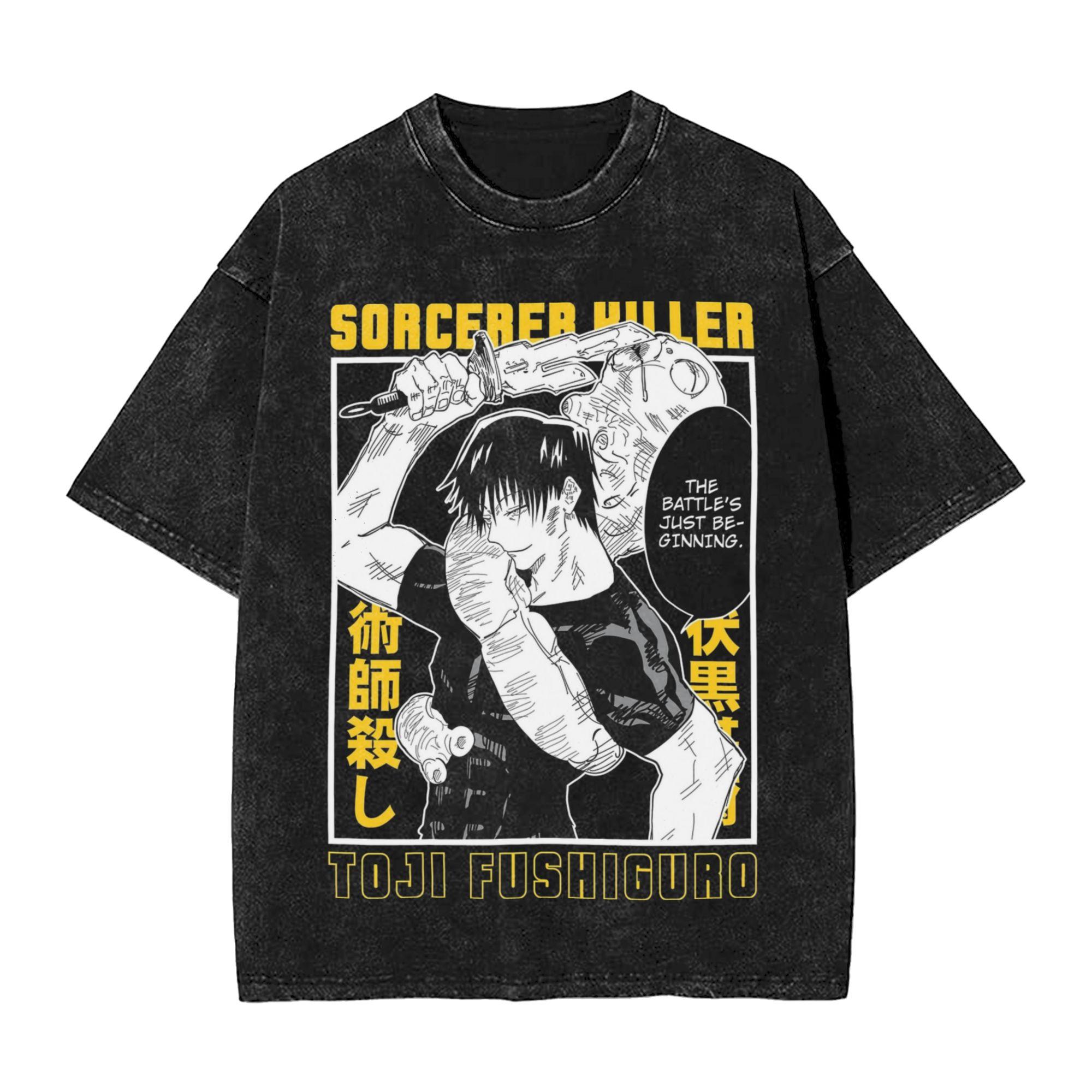 Washed T Shirts Toji Fushiguro Sorcerer killer Hip Hop Vintage TShirt Street JJujutsu KKaisen Streetwear Cotton Tees Unisex S