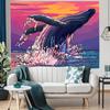 Whale Sunset Tapestry Wall Hanging  Polyester Fiber Anime Sea Landscape Room Decor for Bedroom Dorm Living Room