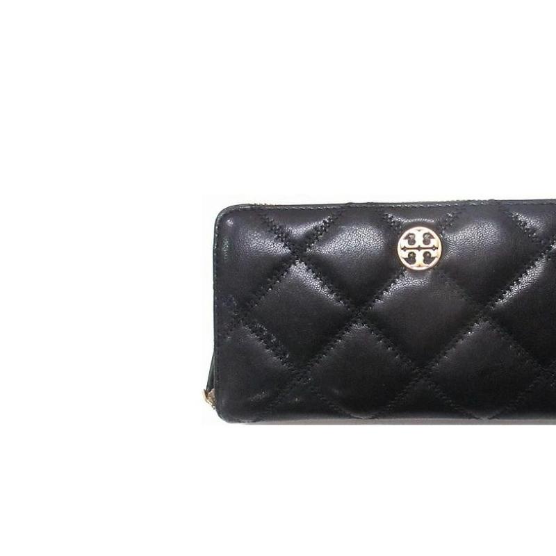 Tory Burch Willa Metal Logo Surround Zip Leather Wallet Women wallet Black 159228-001
