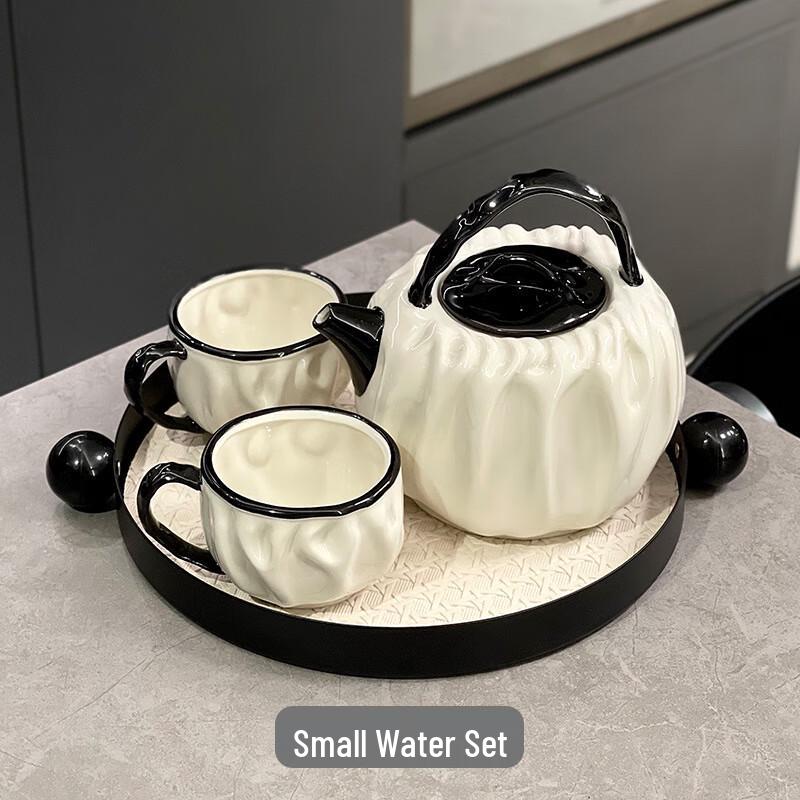 Ceramic Floral Teapot Set with Cups and Tray