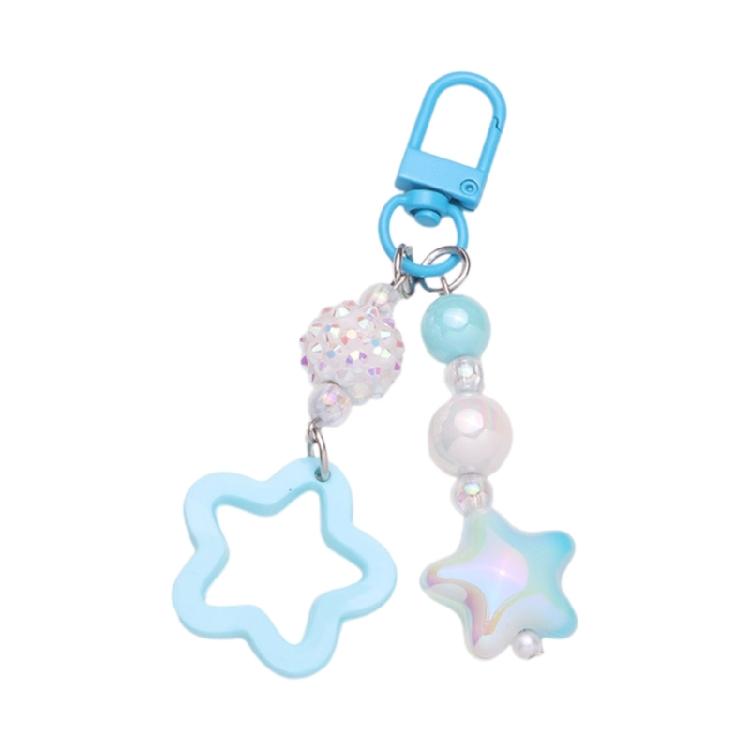 Sweet Gradient Pentagram Star Pendant Keychains Car Keyring Backpack Decoration