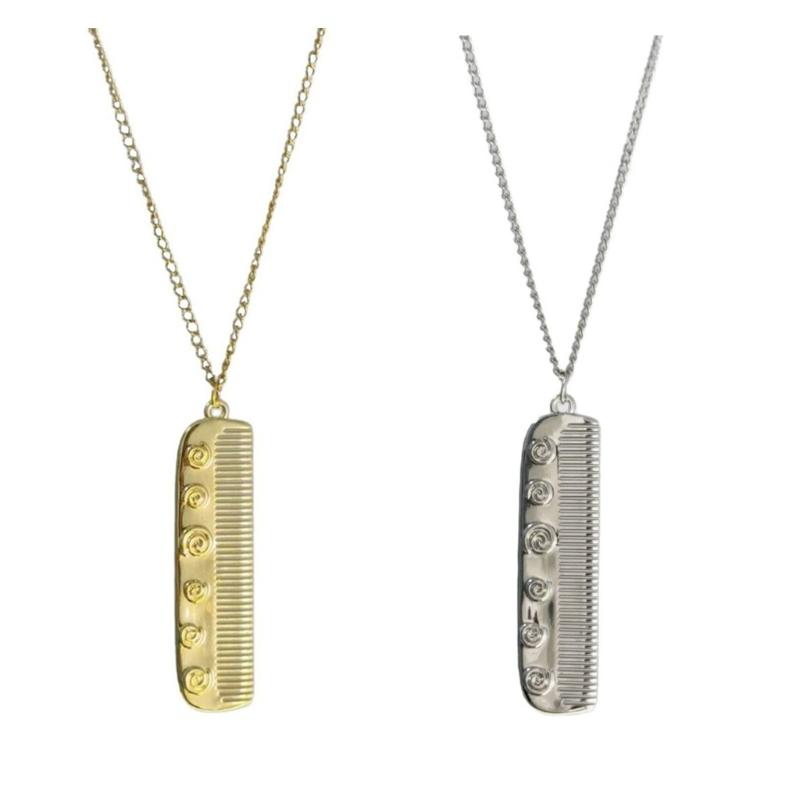 Fashionable Comb Pendant Necklace Sturdy Styling Charm Jewelry Accessory for Trendy Hairstyles Casual Decoration