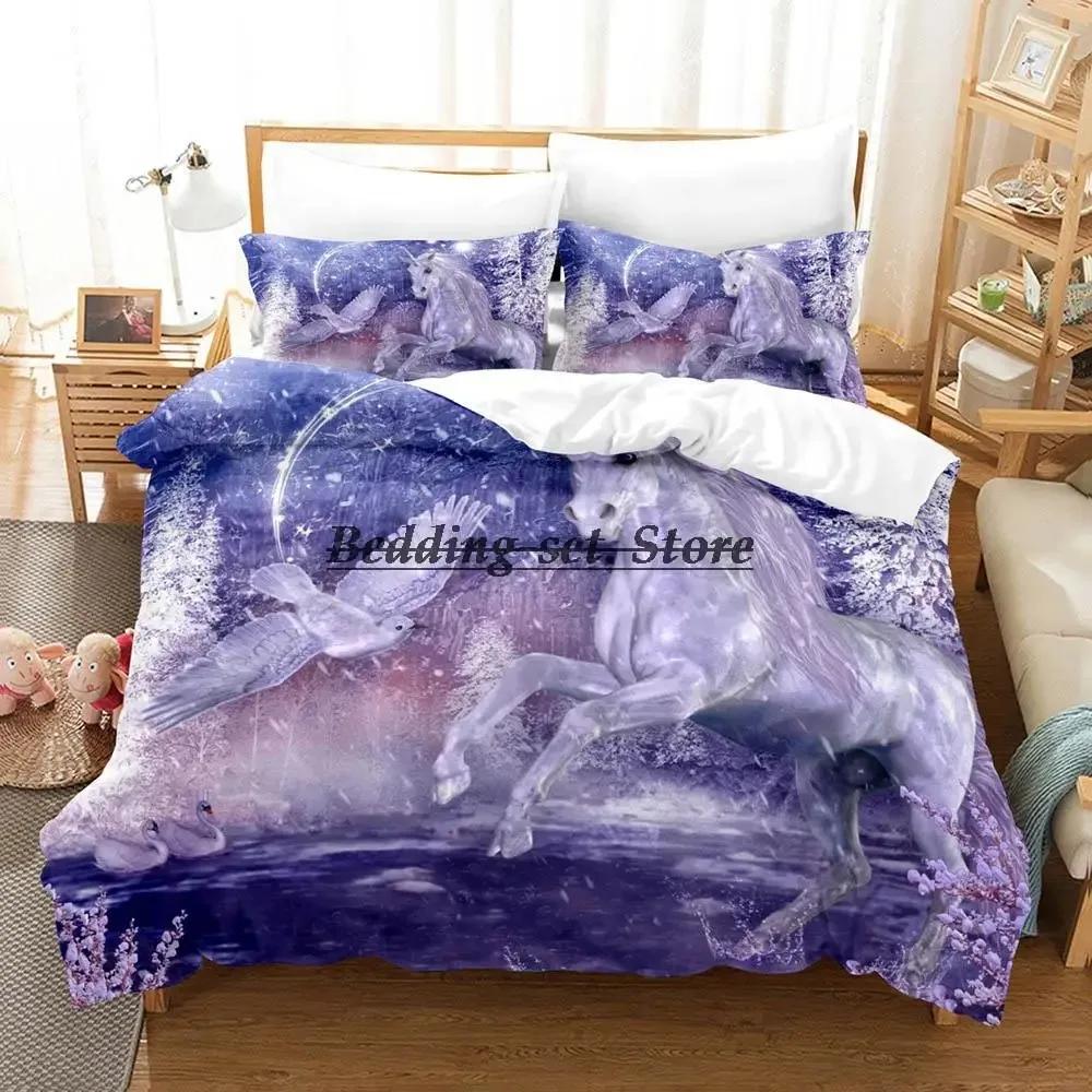 Regenbogen Pferd Einzelhorn Bettwäsche Set Einzel Twin Full Queen King Size Bett Set Aldult Kid Schlafzimmer Duvetcover Sets Bettlaken Set