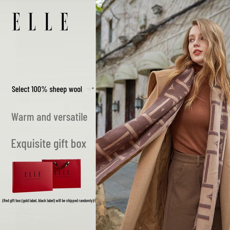 ELLE 100% Wool Scarf for Men & Women (Gift Box)