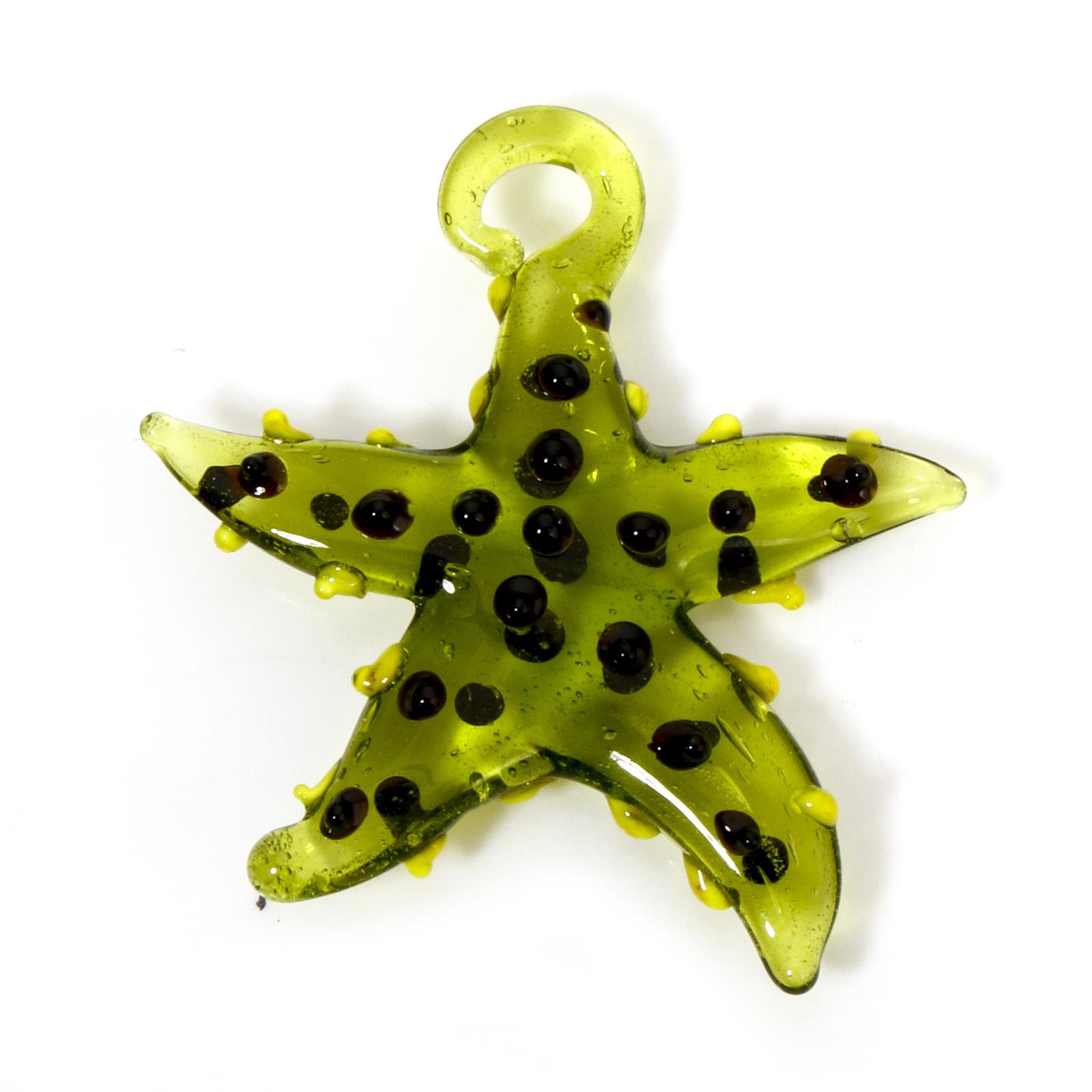 

2 PCs 3D Starfish Dot Lampwork Glass Ocean For Diy Jewelry Pendants Necklace Charms Star Fish Ornaments Aquarium Decoration
