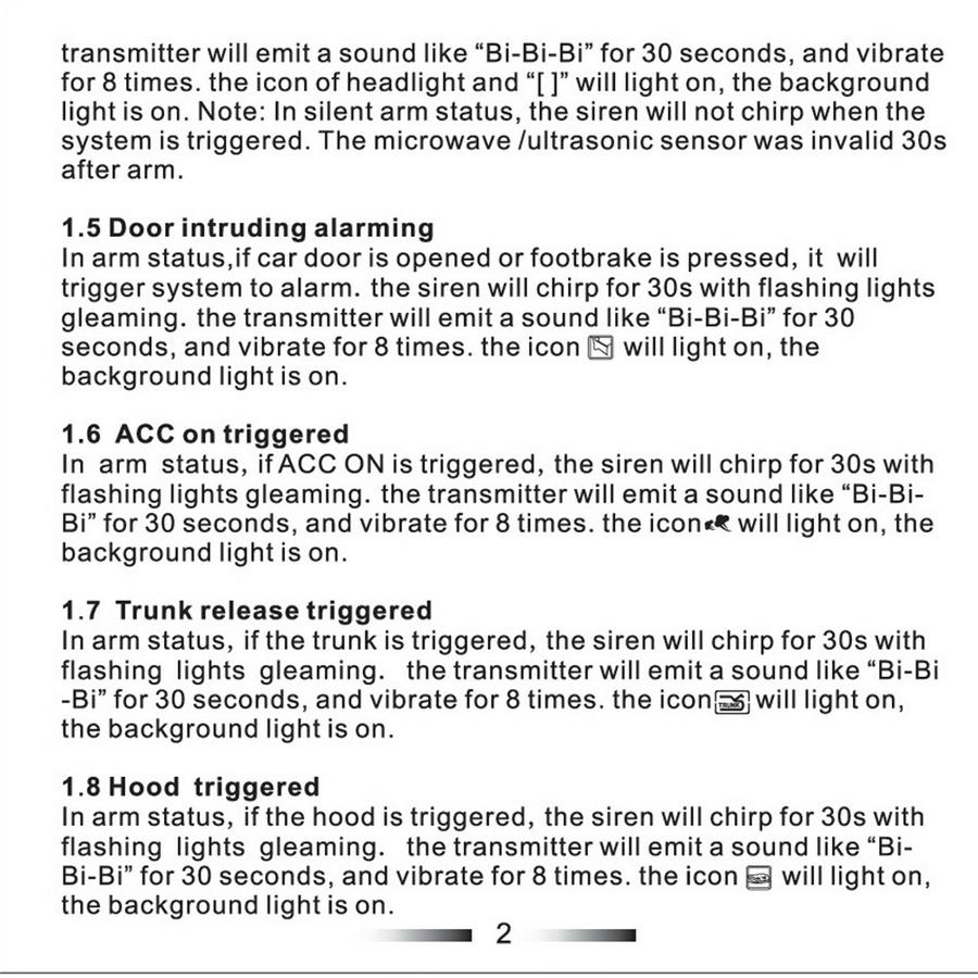 Universal 12V 2-Way Car Alarm Security System Remote Engine Start Anti-hijacking